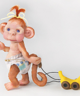 Фигурка обезьянки , маленькая обезьянка, миниатюрная кукла - Маленькая кукла Обезьянка с игрушкой
