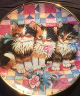 Винтажные тарелки настенные , тарелка с котиками - Тарелка Три котика