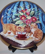 Винтажные тарелки настенные , тарелка с котиками  - Тарелка с котятами