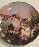 Винтажные тарелки с кошками, винтажная тарелка с кошками - Тарелка Бабочки и котики