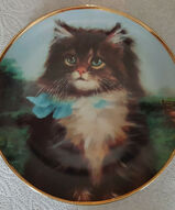 Винтажные тарелки с кошками , коллекционные тарелки с кошками - Тарелка Огонь в доме