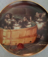 Винтажные тарелки с кошками, винтажная тарелка с котятами - Тарелка Кошачьи ясли