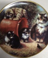 Винтажная тарелка с котятами , тарелки настенные с кошками - Тарелка Котята под контролем