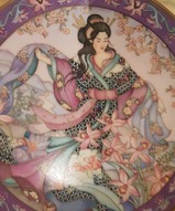 декоративные тарелки с гейшами, Lena Liu - Тарелка Гейша Принцесса Орхидей