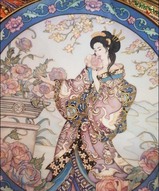 декоративные тарелки с гейшами, в стиле Lena Liu -  Тарелка Гейша Принцесса Пионов