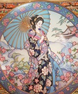 декоративные тарелки с гейшами, в стиле Lena Liu -  Тарелка Гейша Принцесса Сакуры