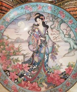 декоративные тарелки с гейшами, в стиле Lena Liu -  Тарелка Гейша Принцесса Магнолий