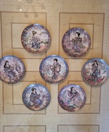декоративные тарелки в стиле Lena Liu - Комплект 7 тарелок в восточном стиле Гейша и подарок
