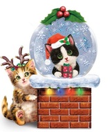 Дизайнерские подарки, фигурки котят - Снежный шар, светильник