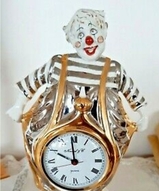 статуэтки клоунов, фигурки клоуны, фарфоровый клоун купить, дизайнерские часы  - Часы Фарфоровый клоун