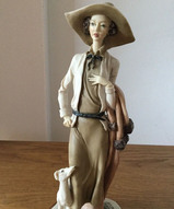 Европейские статуэтки, винтажная статуэтка, авторская статуэтка - Винтажная статуэтка Дама с собачкой