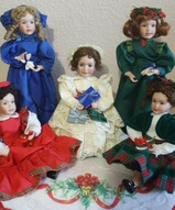 коллекционные куклы купить, фарфоровые куклы - Рождественская коллекция 5 кукол