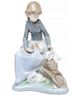 Фарфоровые статуэтки, статуэтки Lladro, коллекционные статуэтки детей - Статуэтка Девочка с кроликом 