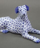 фарфоровая статуэтка собака, фарфоровые фигурки собак - Бело-голубая собака