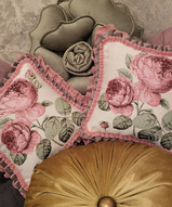 подушка думочка, декоративные подушки, подушки для дивана, подушка с оборками, подушка с кружевами, розы на подушке - Думочка маленькая подушка Роза