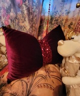Подарок, подарок к Новому году, уютный дом - Велюровая подушка с паетками