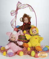 Фарфоровая кукла, детки зверушки, интерьерная кукла, коллекционная кукла - Фарфоровая кукла Пасхальный утёнок